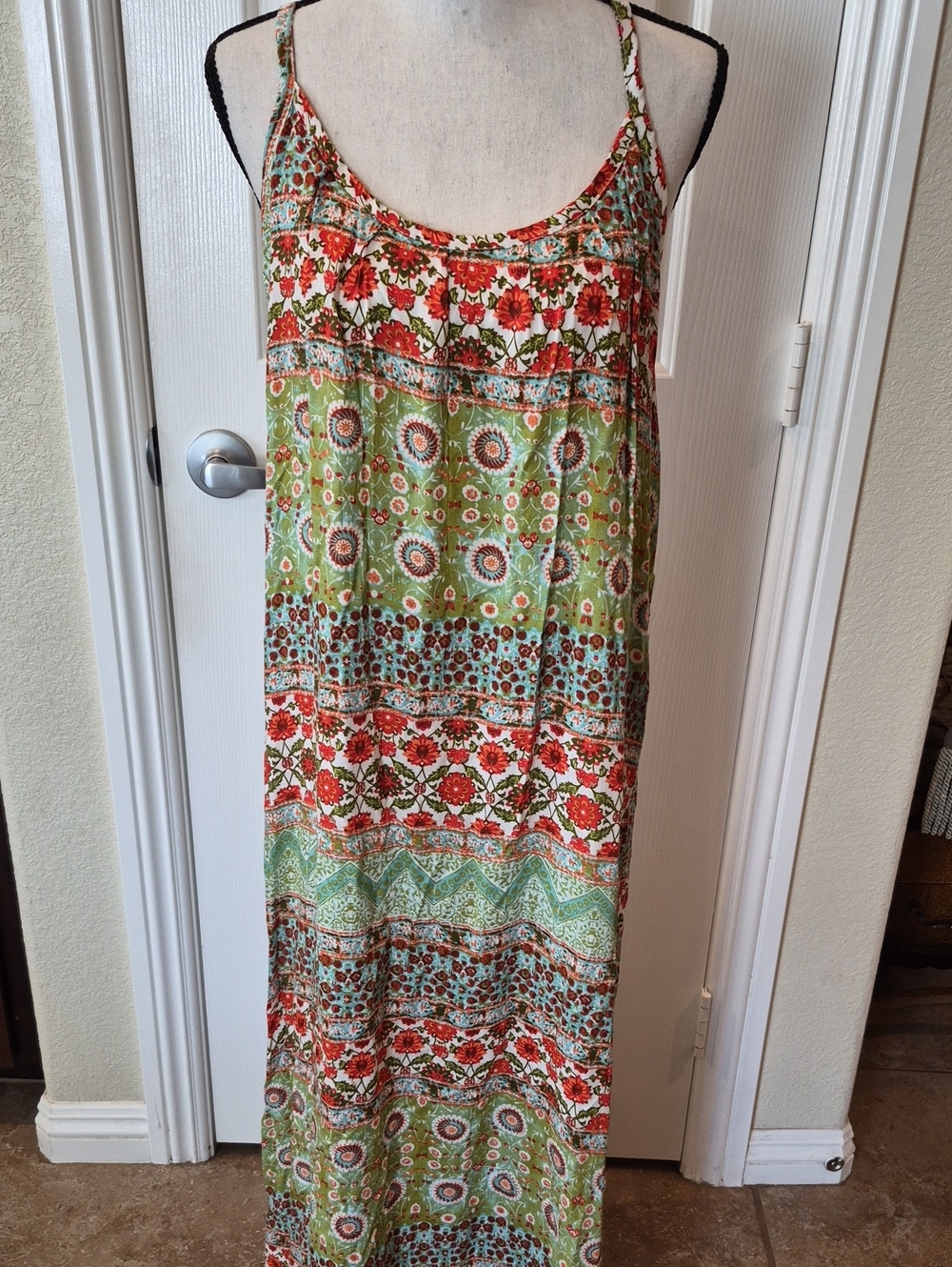 Sleeveless Rayon Multi Floral TMaxi Dress LRG - XL